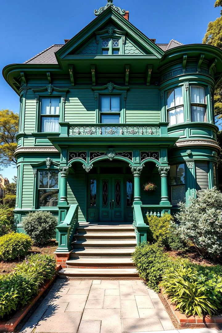 Emerald Elegance Revival - Green Victorian House Colors for Historic Charm
