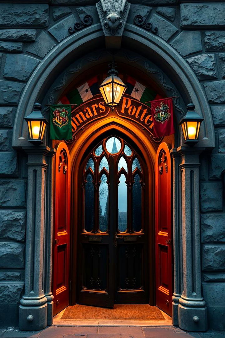 Enchanted Entrance Hogwarts Inspired Door Decoration - Enchanting Harry Potter Decor Ideas for Magical Homes