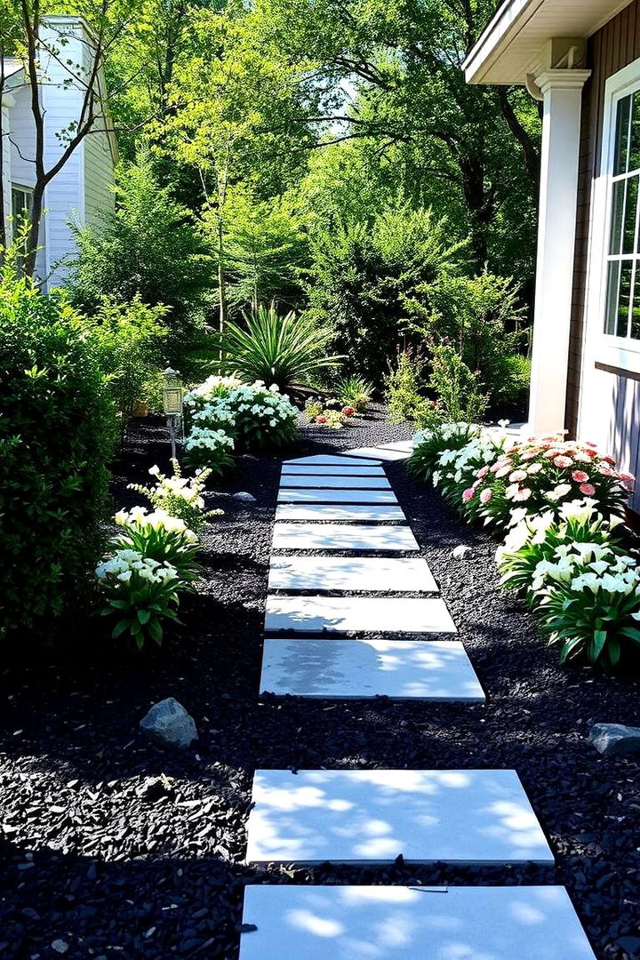 Enhancing Curb Appeal with Dramatic Contrast - Black Mulch Landscaping Tips for Modern Garden Beds & Paths
