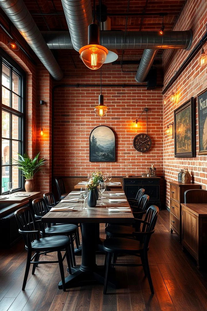 Exposed Brick Walls - Industrial Dining Room Ideas with Bold Architectural Elements