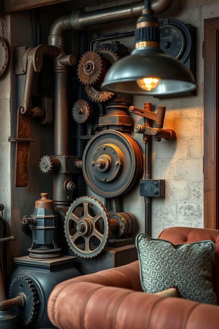 Exposed Vintage Machinery Decor - Steampunk Living Room Decor Ideas for Industrial Chic Style