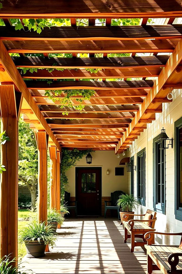 Exquisite Wooden Pergola - Inviting Front Porch Pergola Ideas for Shaded Outdoor Living