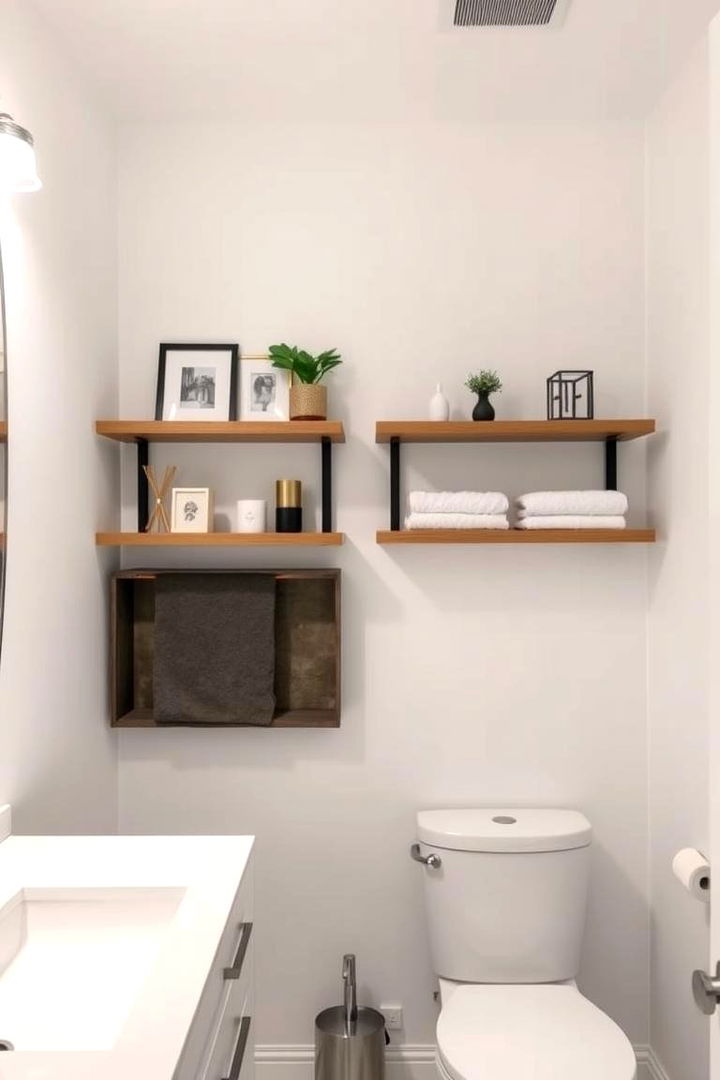 Floating Shelves Elegance - Smart Over Toilet Storage Ideas for Organized Bathrooms