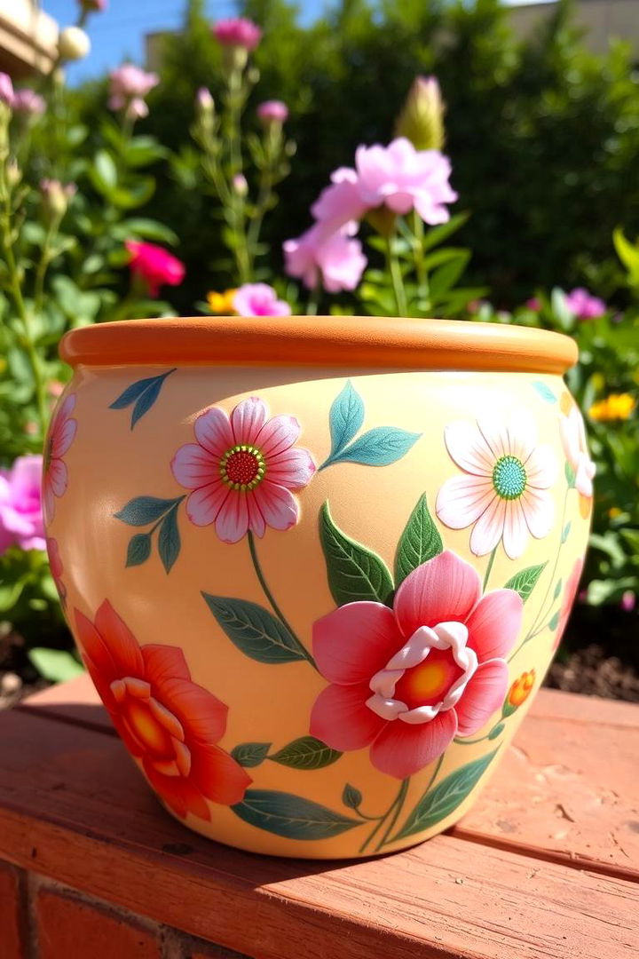 Floral Elegance Painted Pots - Painted Pot Ideas for Vibrant Indoor & Outdoor Plants