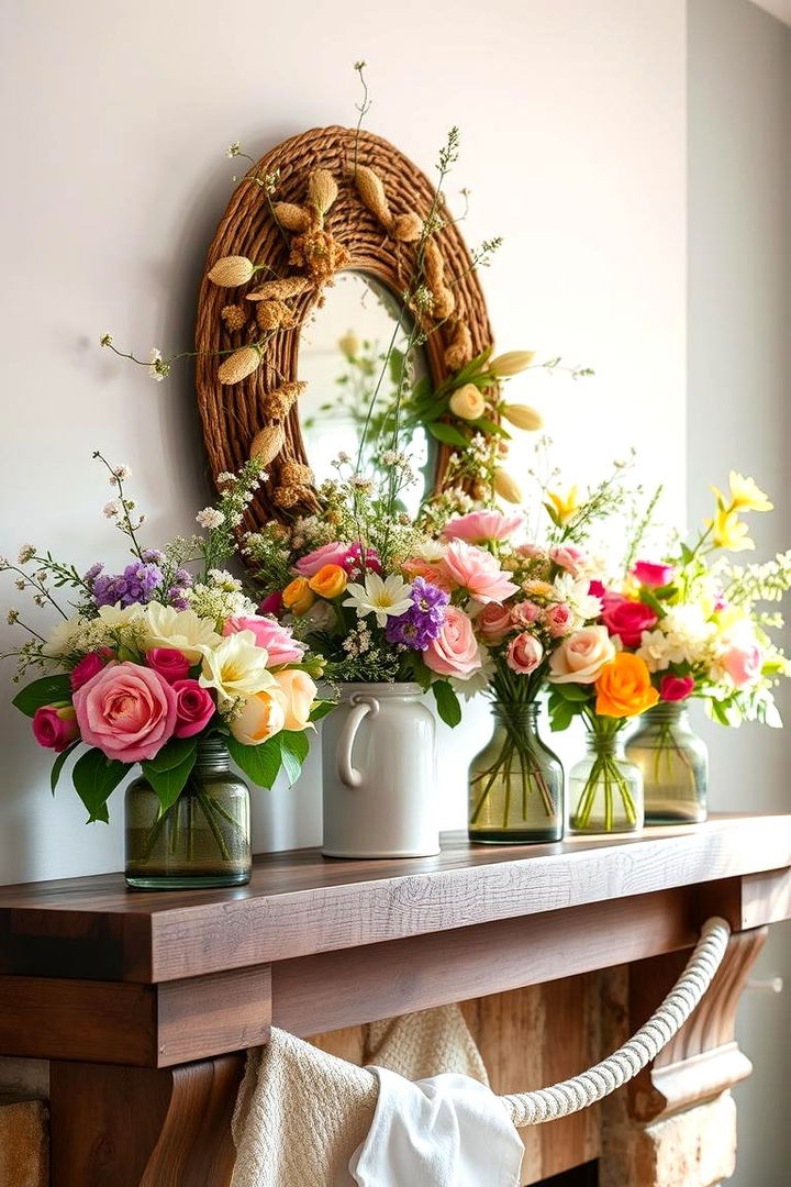 Fresh Floral Arrangements - Spring Mantel Decor Ideas for Fresh Seasonal Style