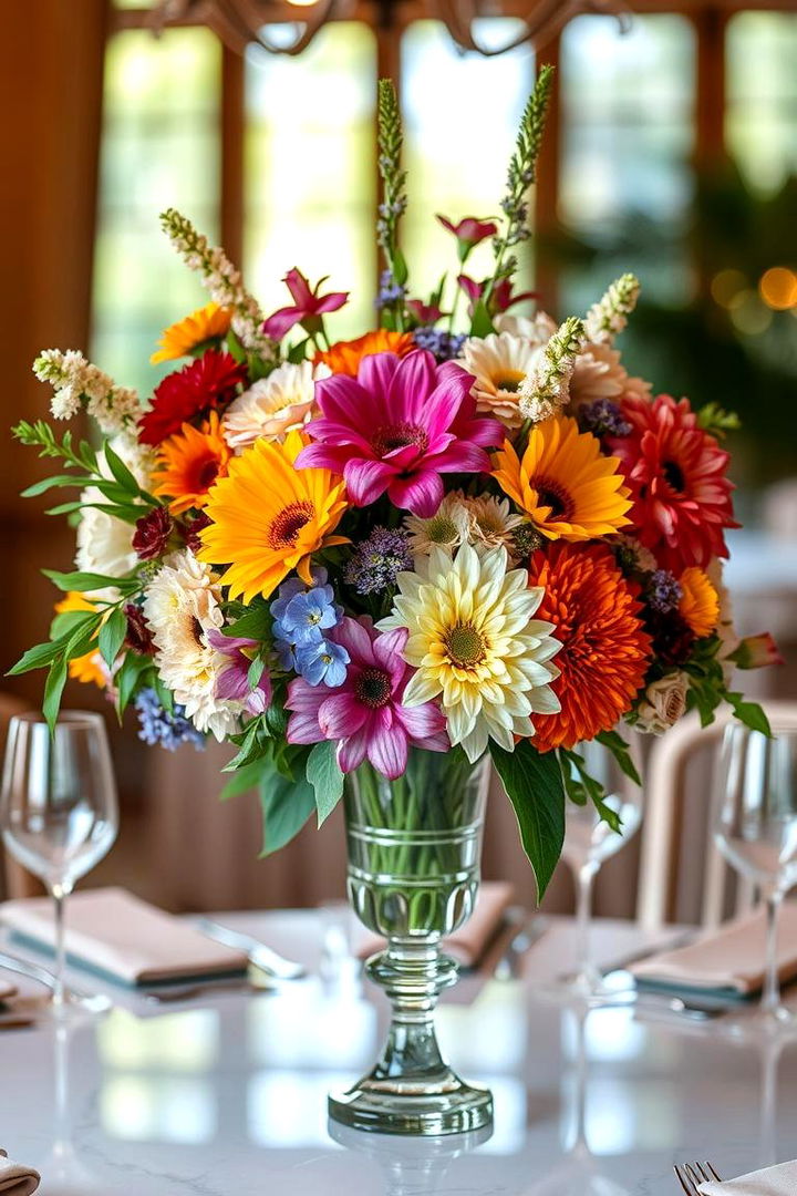 Fresh Floral Extravaganza - Elegant Dining Table Centerpiece Ideas to Impress