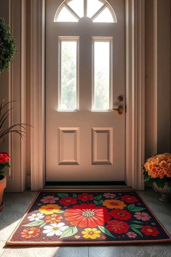 Fresh Floral Welcome Mat - Summer Front Door Decor Ideas for Welcoming Entryways