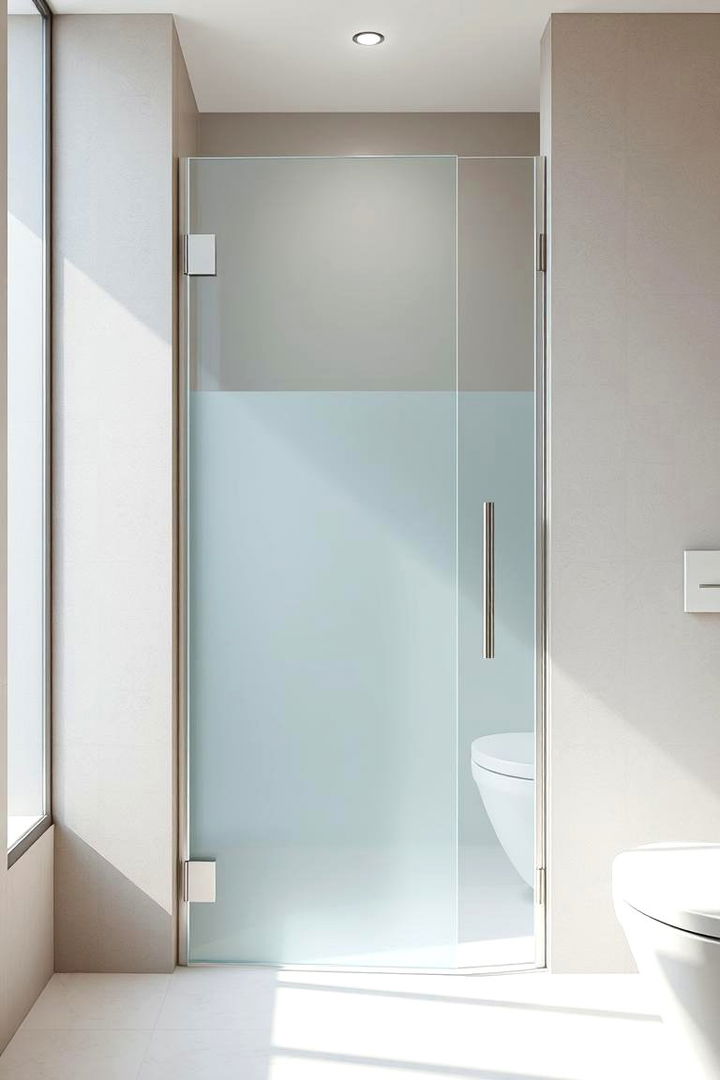 Frosted Glass Elegance - Bathroom Door Ideas to Enhance Style and Privacy
