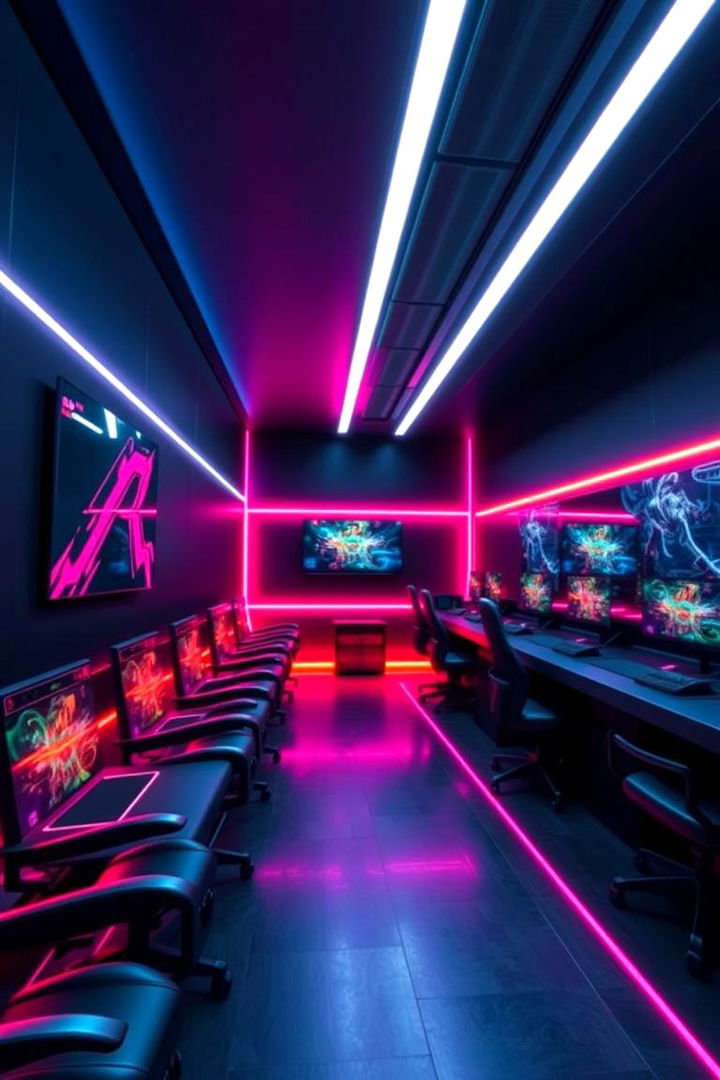 Gaming Atmosphere Enhancement - Modern Black Gaming Room Ideas for Bold Designs