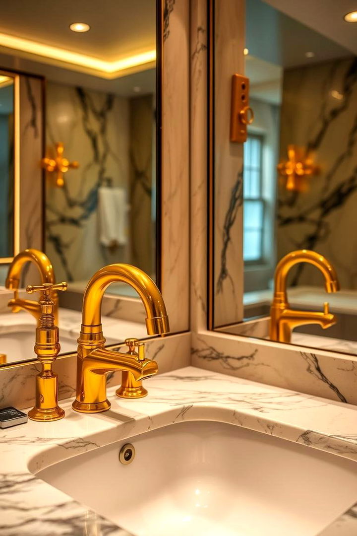 Golden Fixtures and Faucets - Gold Bathroom Ideas for Opulent and Warm Sanctuaries