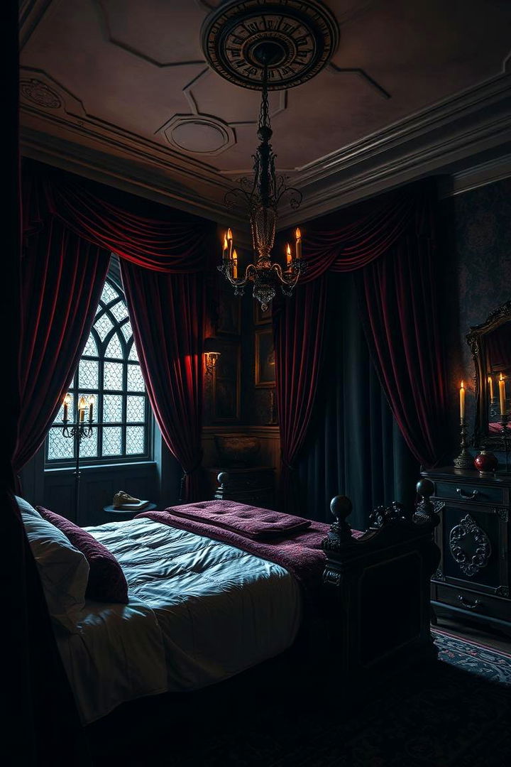 Gothic Velvet Elegance - Vampire-Themed Bedroom Ideas for Dark Aesthetics
