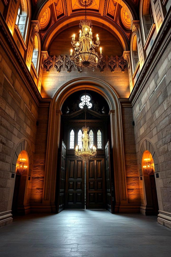 Grand Entrance Ambiance - Majestic Castle Living Room Ideas for Dramatic Elegance