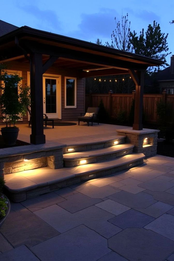 Illuminated Step Accents - Functional and Decorative Patio Step Design Ideas