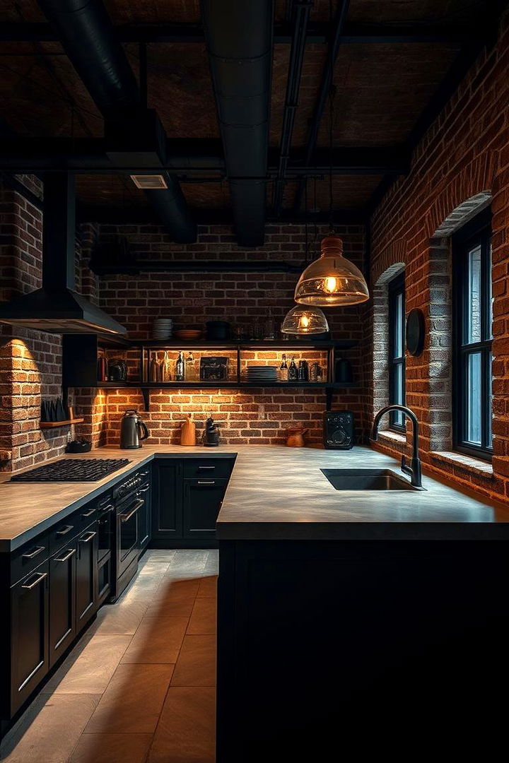 Industrial Chic Dark Kitchen - Dark Kitchen Ideas for a Modern Culinary Space