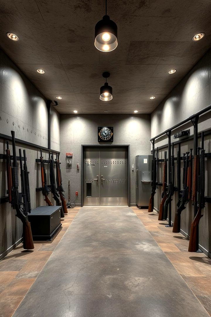 Industrial Design and Metal Accents - Secure Man Cave Gun Room Ideas for Responsible Storage