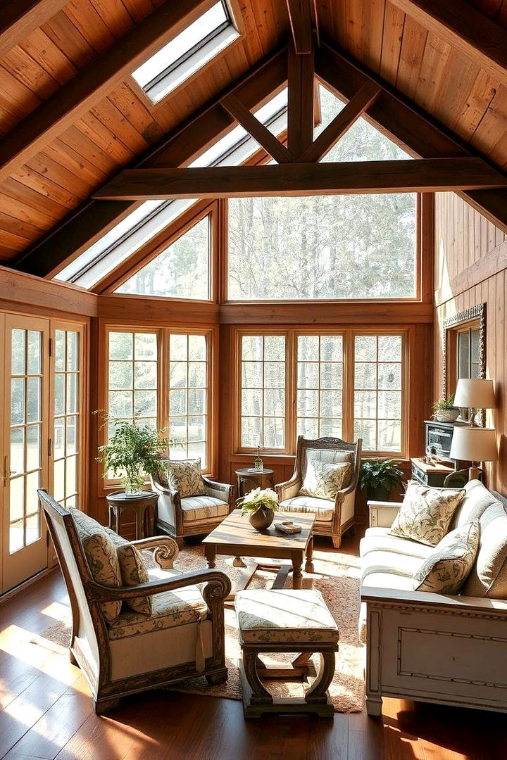Inviting Wooden Accents - Rustic Sunroom Ideas Blending Indoor-Outdoor Style