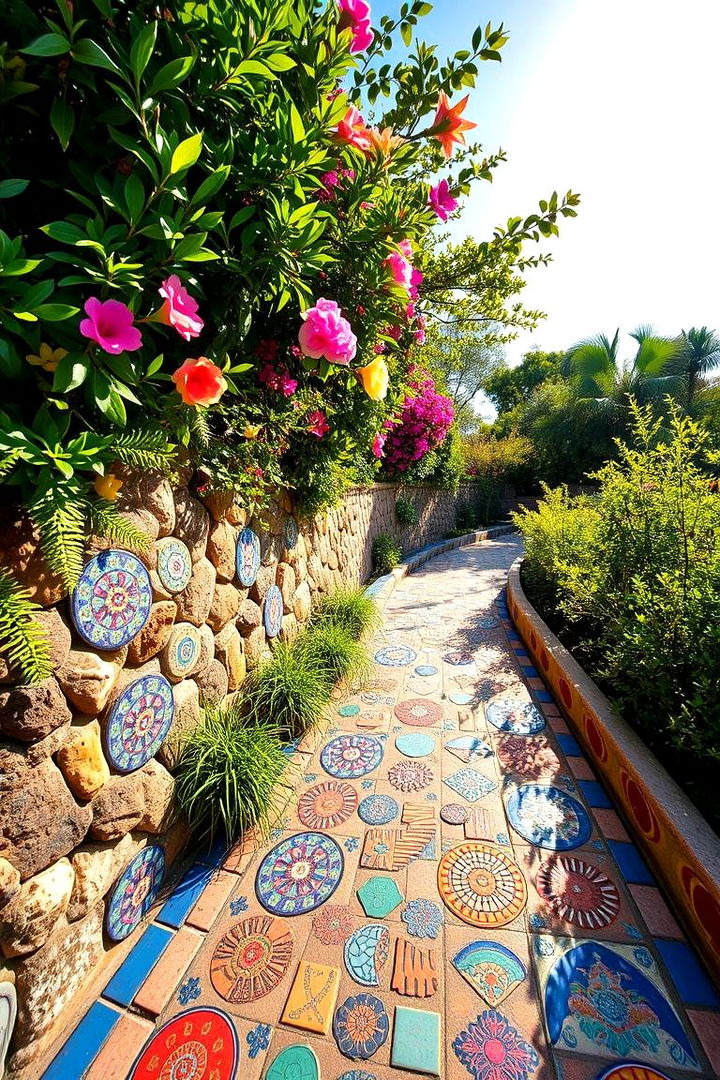Luminous Mosaic Pathways - Mosaic Garden Art Ideas for Colorful Outdoor Spaces