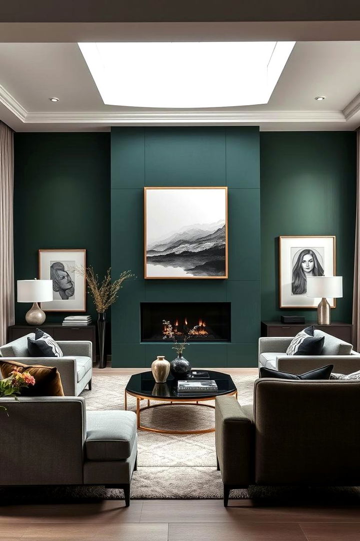 Lush Accent Walls - Dark Green Living Room Ideas for Cozy Gatherings
