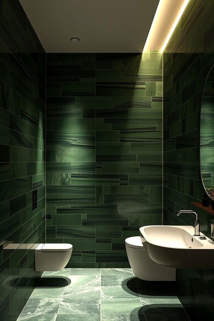 Lush Forest Inspired Walls - Green Tile Bathroom Ideas for Vibrant and Serene Spaces