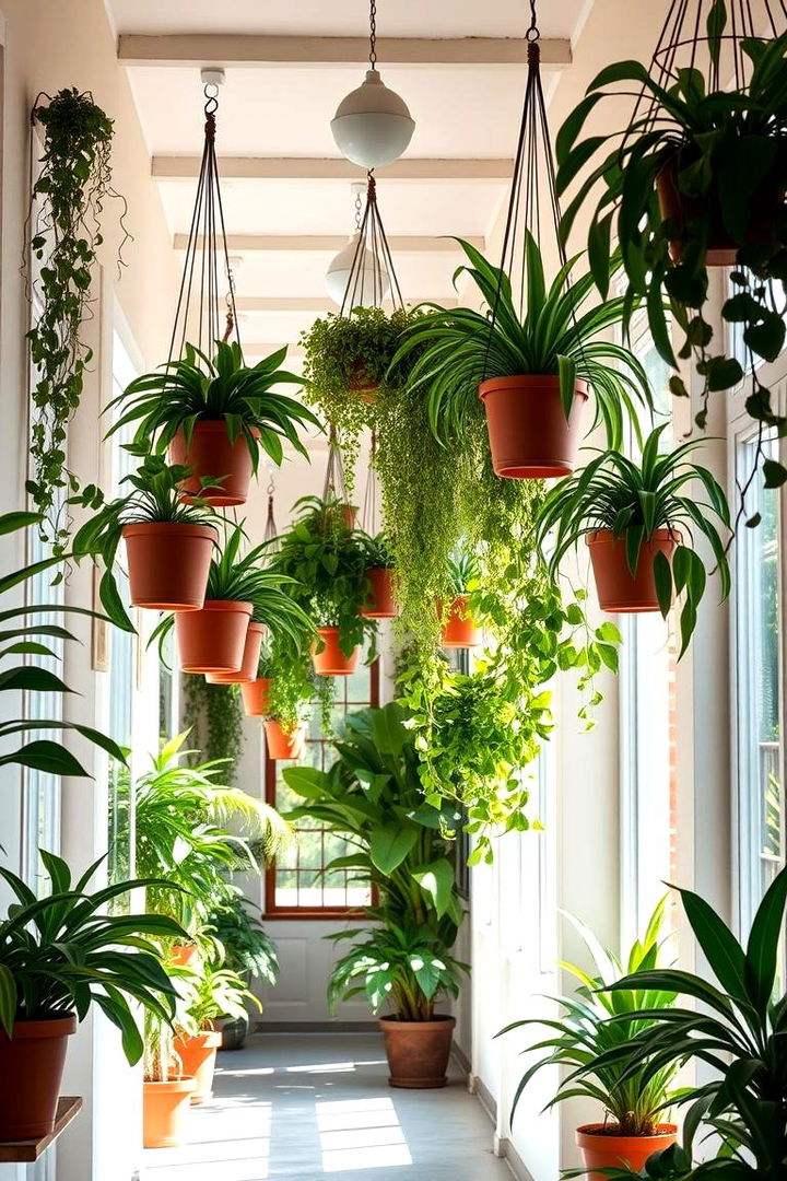 Lush Indoor Foliage Ambiance - Green Hallway Ideas for a Welcoming and Inviting Entry