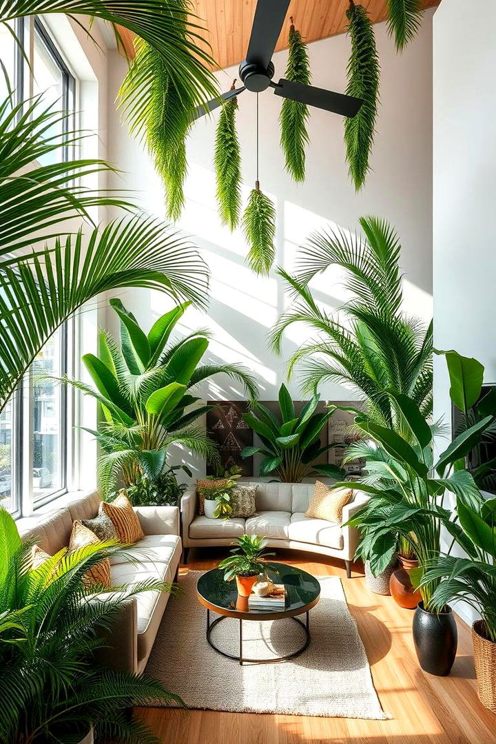 Lush Indoor Greenery Oasis - Tropical Living Room Ideas to Bring Paradise Indoors