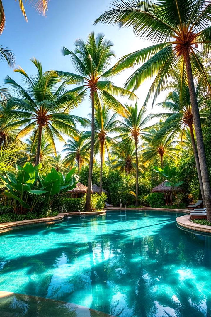 Lush Palm Trees and Bamboo Features - Tropical Pool Landscaping Ideas for Resort-Style Luxury