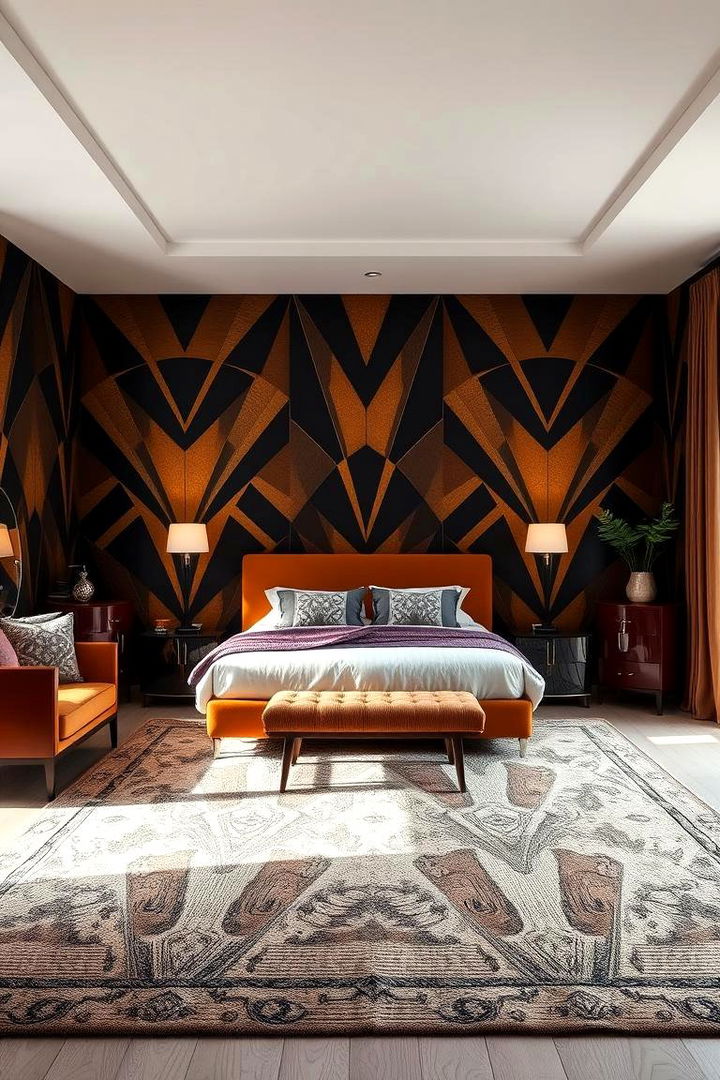 Luxurious Geometric Patterns in Design - Art Deco Bedroom Ideas for Opulent Sleep Sanctuaries