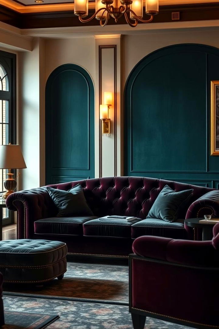 Luxurious Velvet Seating - Art Deco Living Room Ideas for Glamorous Interiors
