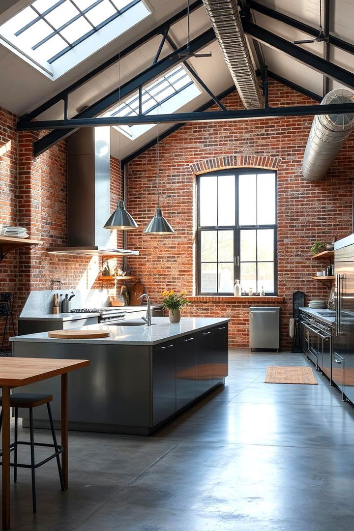 Maximizing Open Concept Layout - Industrial Kitchen Ideas with Utilitarian Style & Function
