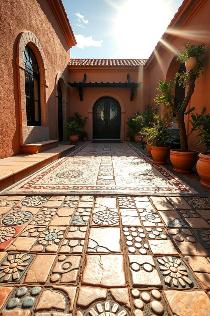 Mediterranean Mosaic Patterns - Stamped Concrete Patio Ideas for Stylish Backyards