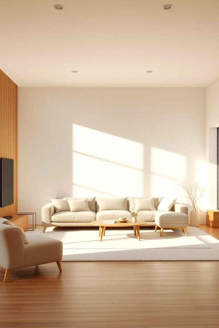 Minimalist Beige Serenity - Beige Living Room Ideas for Warm and Inviting Gatherings