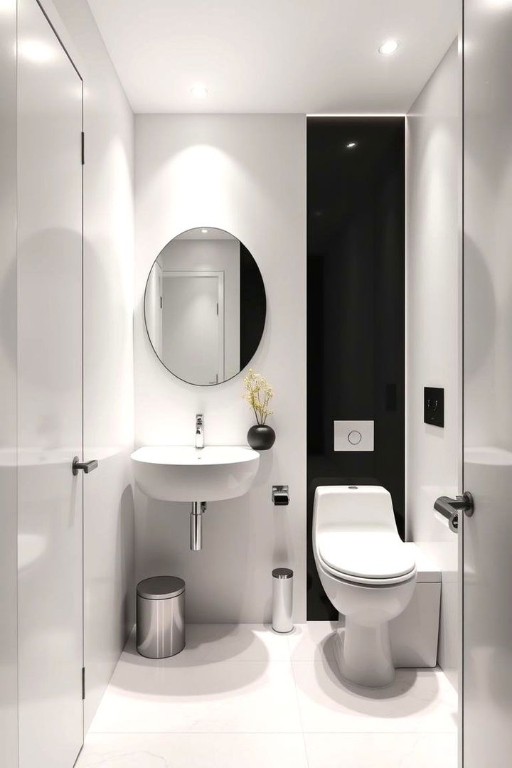 Minimalist Elegance - Chic Black and White Powder Room Design Ideas