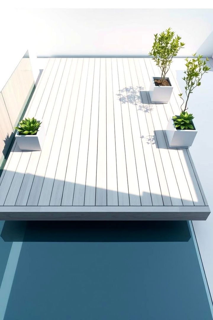 Minimalist Modern Charm - Floating Deck Ideas for Modern Backyard Elevation