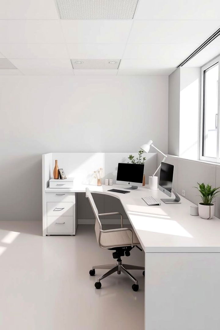 Minimalist Modern Cubicle Elegance - Cubicle Decor Ideas to Personalize Workspaces