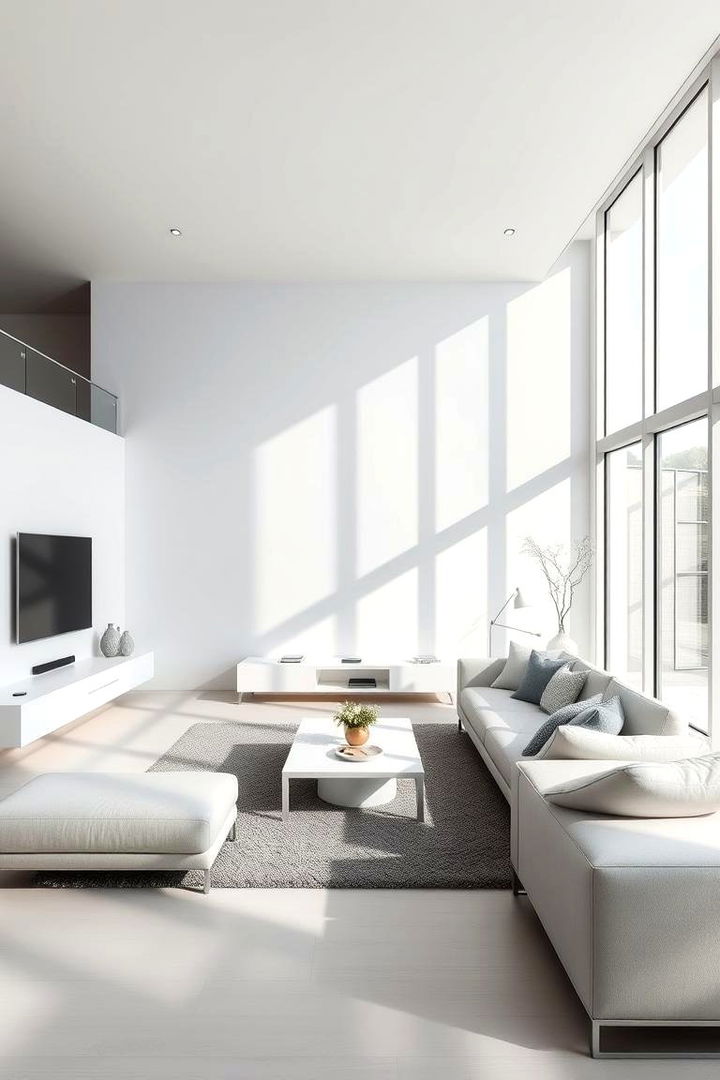Minimalist Modern Design - Grey and White Living Room Ideas for Monochromatic Style