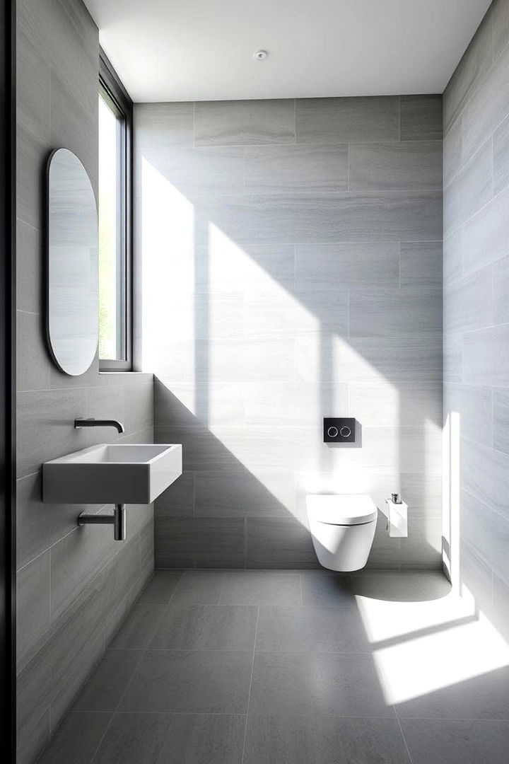 Minimalist Modern Elegance - Grey Tile Bathroom Ideas for Modern Elegance