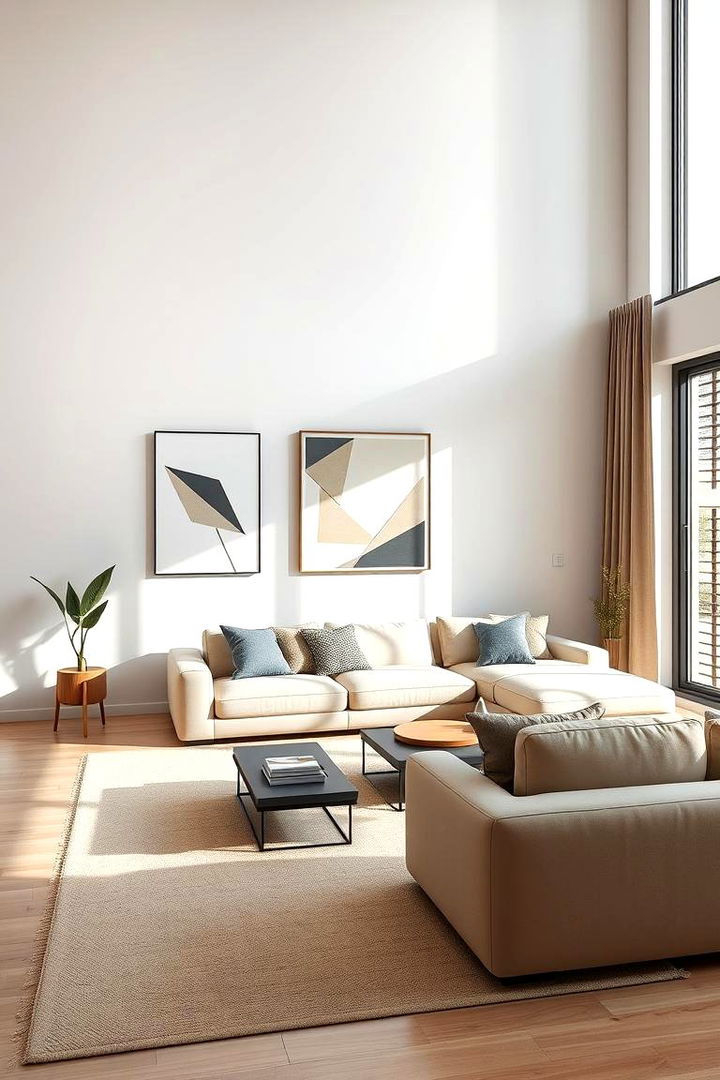 Minimalist Modern Elegance - Beige Couch Living Room Ideas for Versatile Style