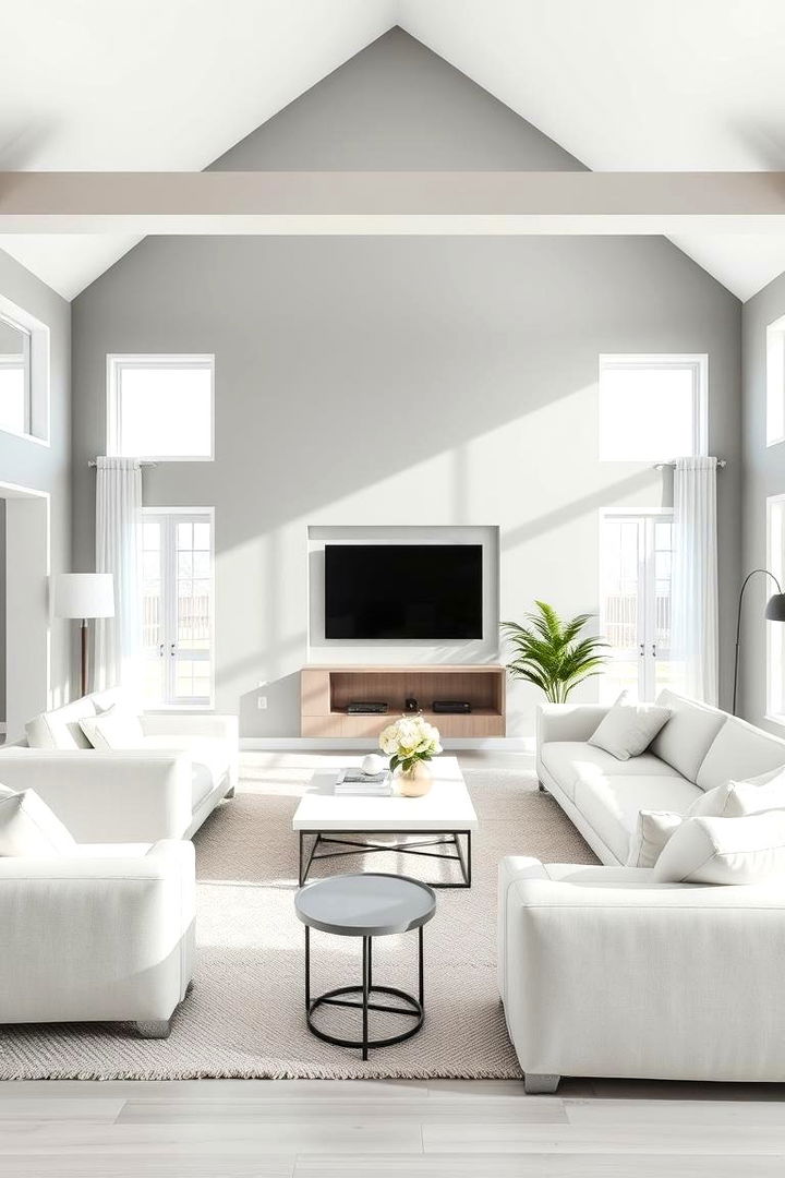 Minimalist Open Living Area - Grey and White Interior Design Ideas for Modern Homes