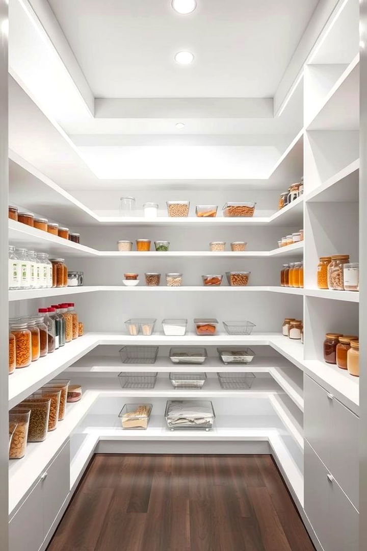 Minimalist Shelving Elegance - Open Pantry Ideas to Maximize Kitchen Storage