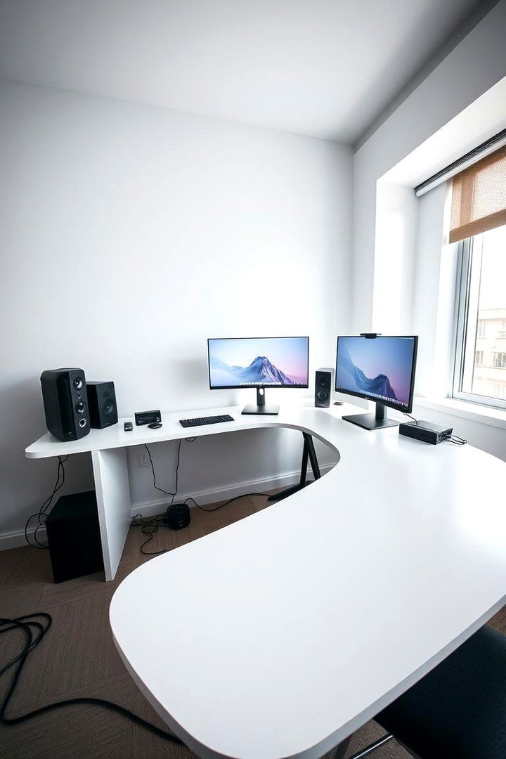Minimalist White Desk Design - All White Gaming Setup Ideas for a Sleek Modern Look