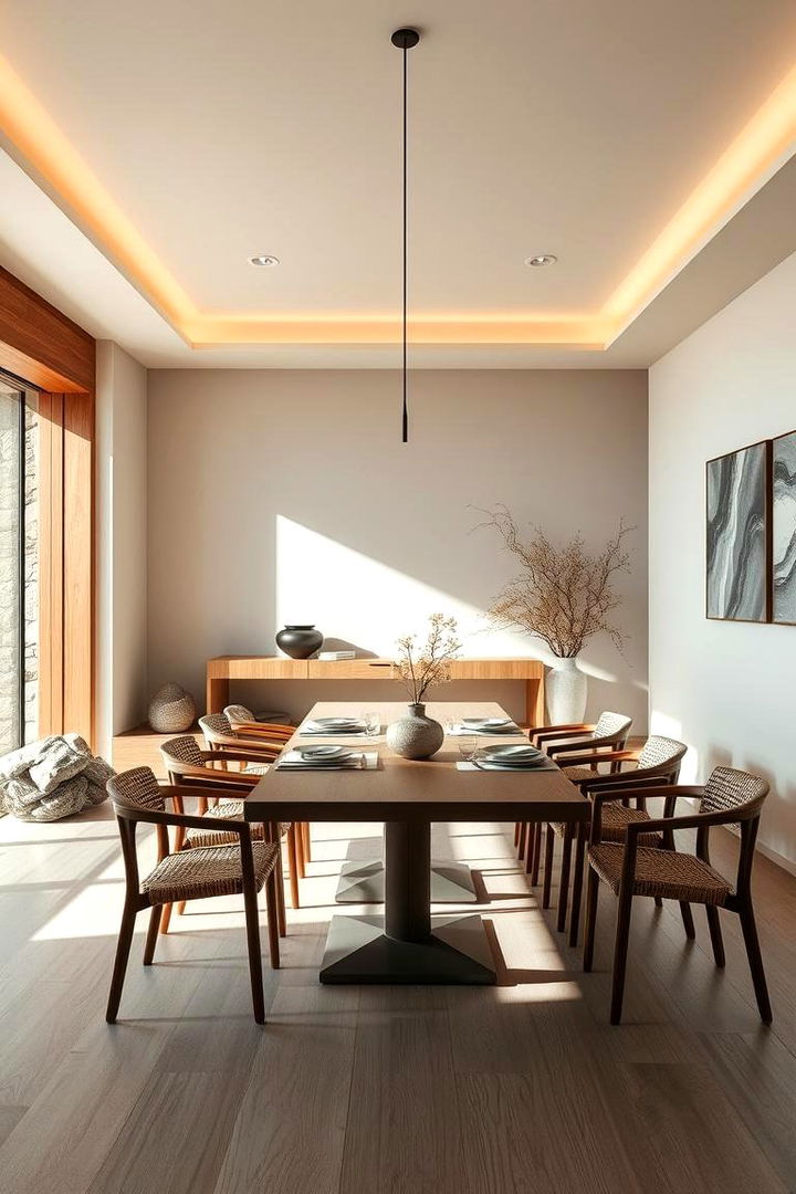 Minimalist Zen Ambiance - Japanese-Inspired Dining Room Design Ideas for Modern Homes