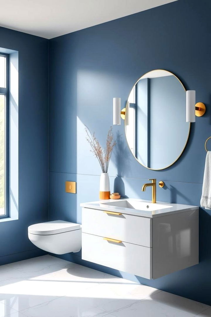 Modern Blue and Gold Elegance - Blue and Gold Bathroom Decor Ideas for Luxury