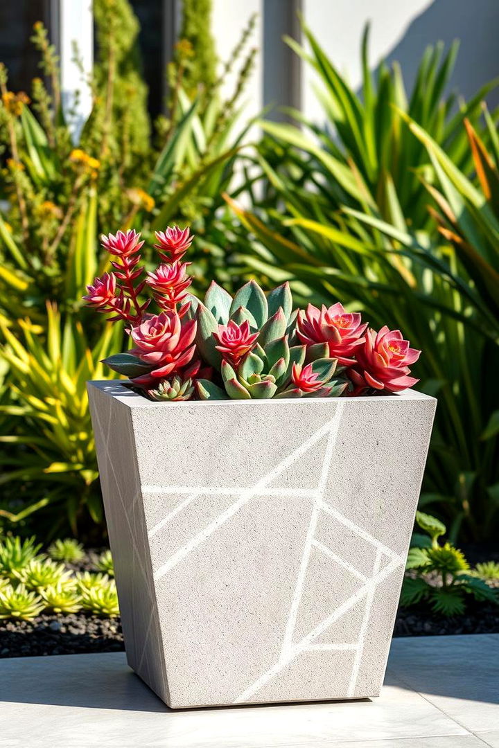 Modern Concrete Succulent Planters - Concrete Garden Ideas for Modern Outdoor Landscaping