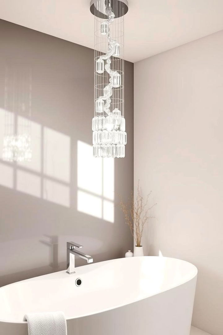 Modern Crystal Elegance - Bathroom Chandelier Ideas: Elegant Lighting Solutions