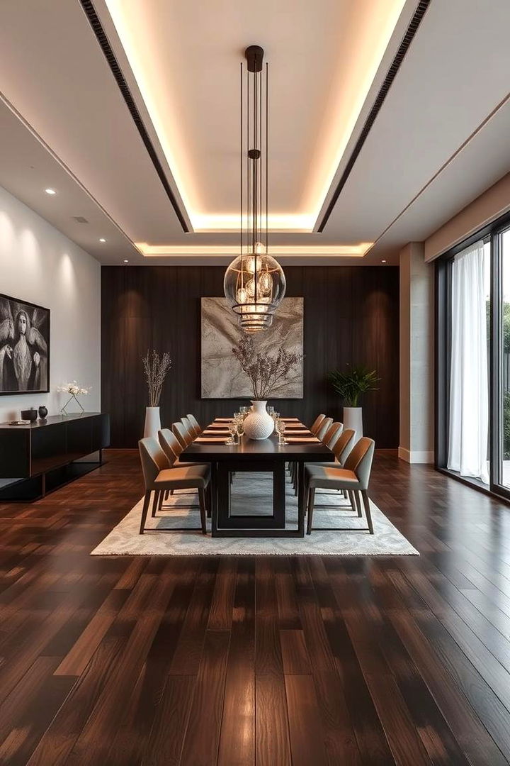 Modern Elegance Inspiration - Dark Wood Floor Dining Room Ideas for Elegance