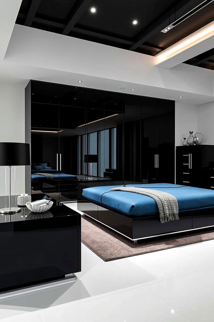 Modern Elegance in Black and Blue - Black & Blue Bedroom Ideas: Serene yet Bold Retreats