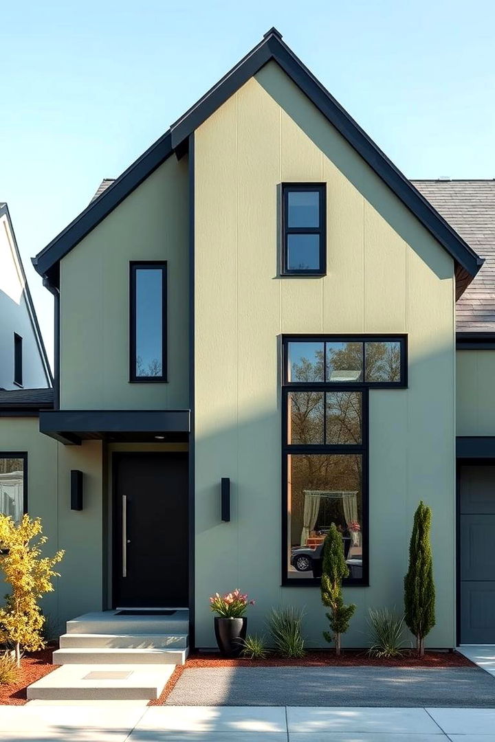 Modern Exterior Appeal - Sage Green House & Black Trim Exterior Inspiration