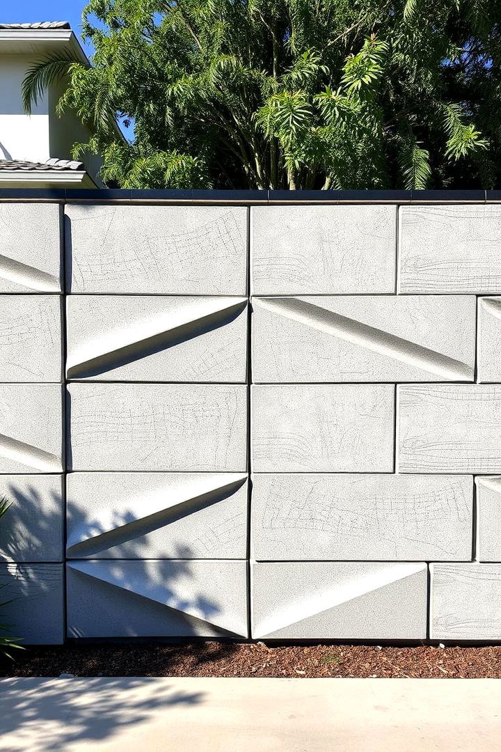 Modern Geometric Patterns - Concrete Block Fence Ideas for Privacy & Modern Style