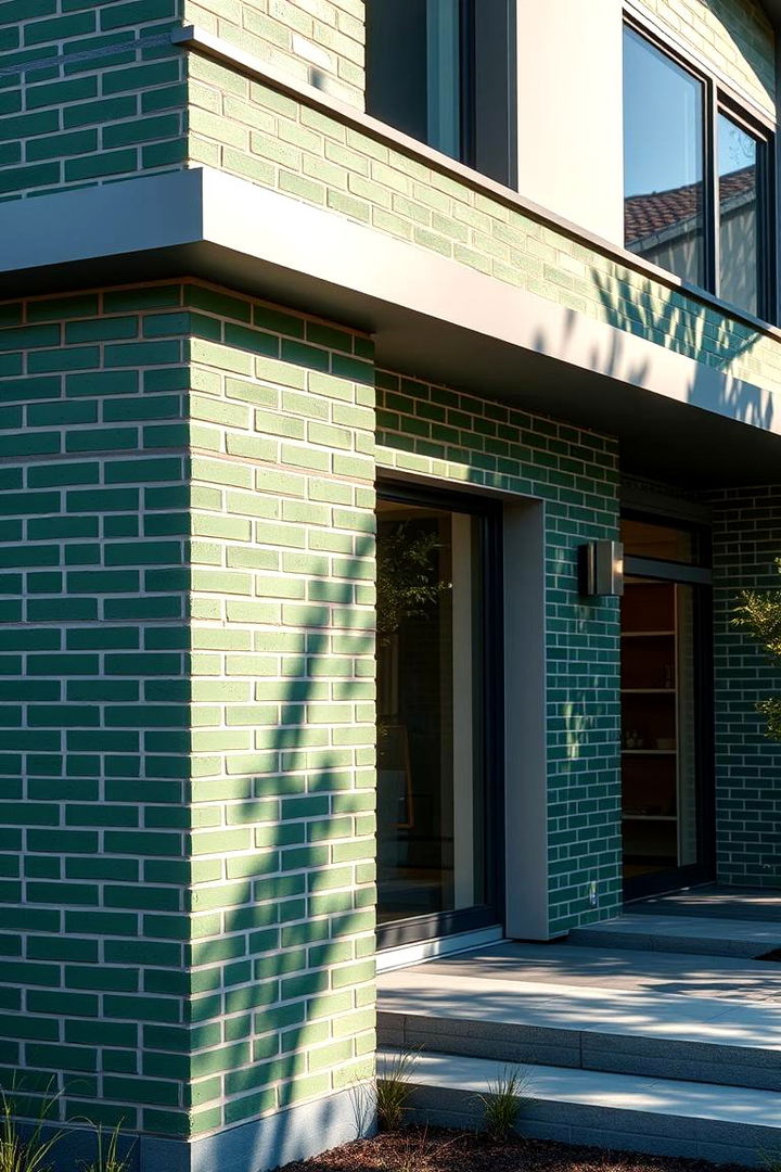 Modern Green Brick Facade Transformation - Green Brick Exterior Ideas for Timeless Home Facades