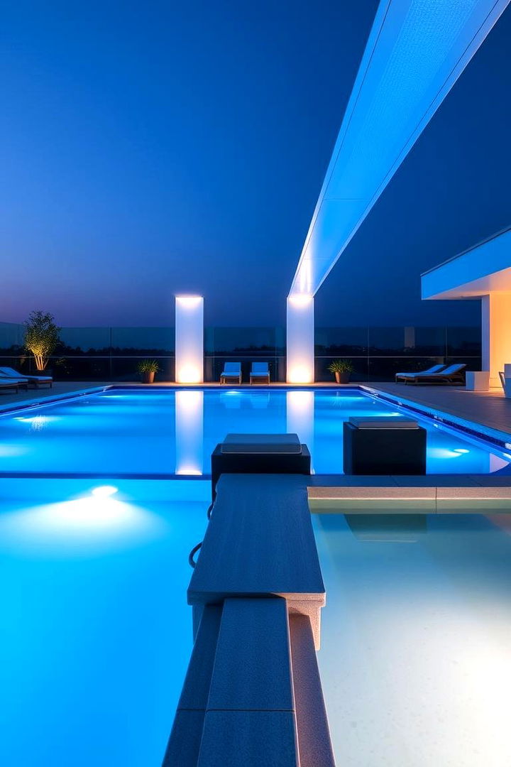 Modern LED Installations - Brilliant Pool Lighting Ideas for Ambiance and Safety at Night